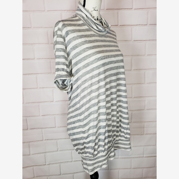We the Free Gray White Striped Mock Neck Top XS - Picture 2 of 5